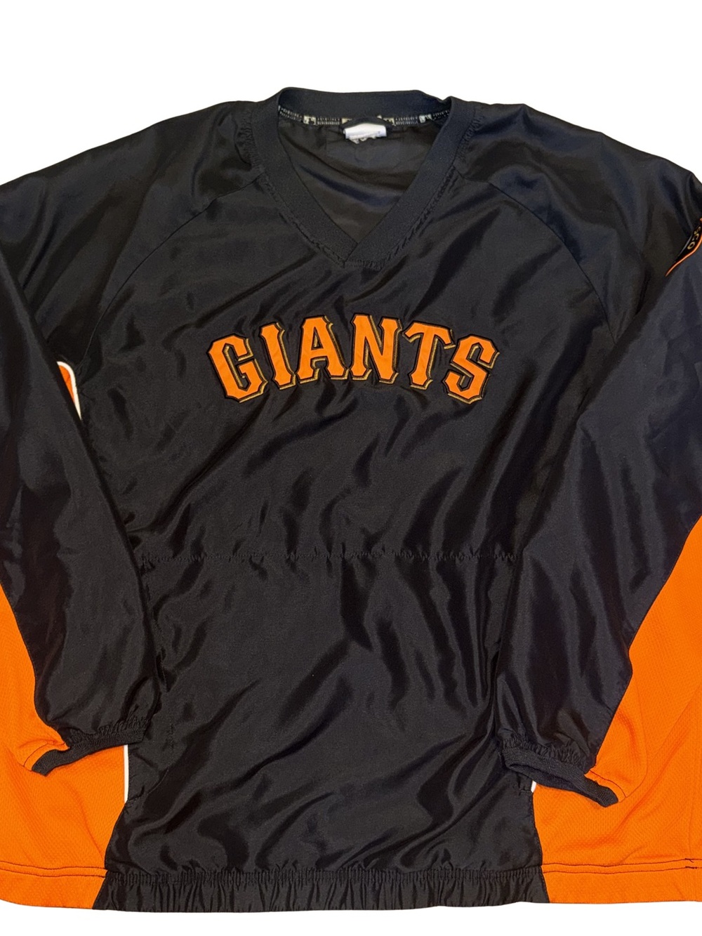 Vintage GIANTS Genuine Merch Black & Orange Pullover Windbreaker Jacket W/Patch